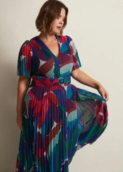 Priscilla Abstract Floral Pleated Maxi Dress -Floral Und Chic 221757000 07 priscilla abstract floral pleated maxi dress