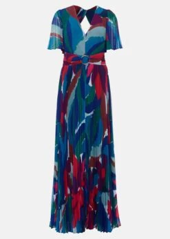 Priscilla Abstract Floral Pleated Maxi Dress -Floral Und Chic 221757000 99 priscilla abstract floral pleated maxi dress