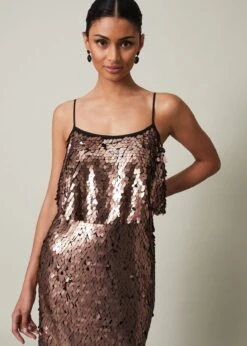 Myka Bronze Sequin Tiered Dress -Floral Und Chic 221777070 05 myka bronze sequin tiered dress