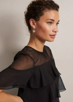 Nika Black Tiered Shift Dress -Floral Und Chic 221794050 05 nika black tiered shift dress