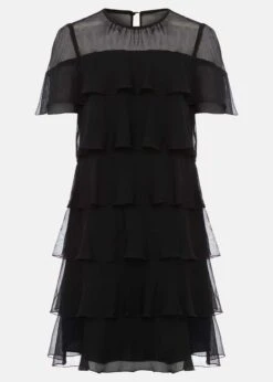 Nika Black Tiered Shift Dress -Floral Und Chic 221794050 99 nika black tiered shift dress
