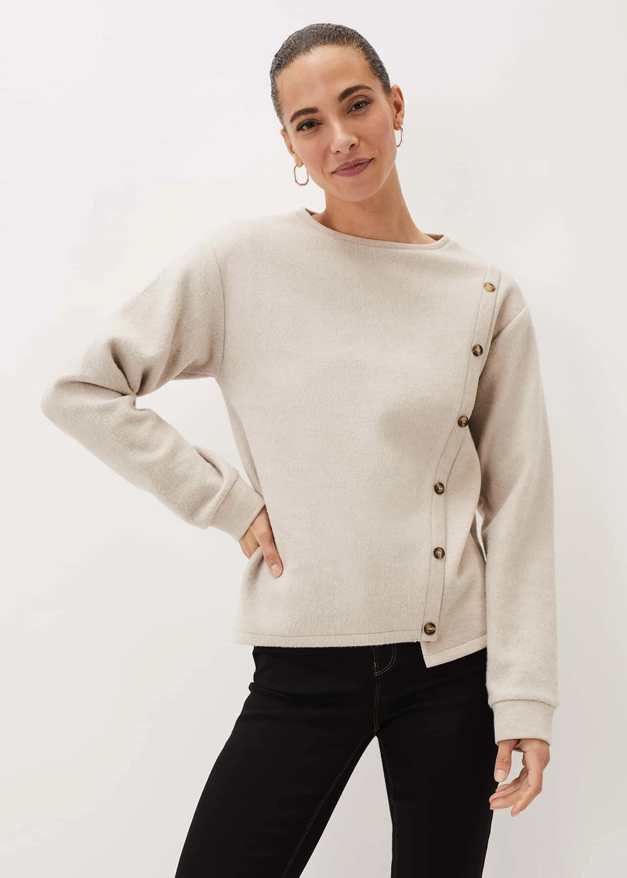 Dasha Button Detail Asymmetric Hem Top 3 Dasha Button Detail Asymmetric Hem Top