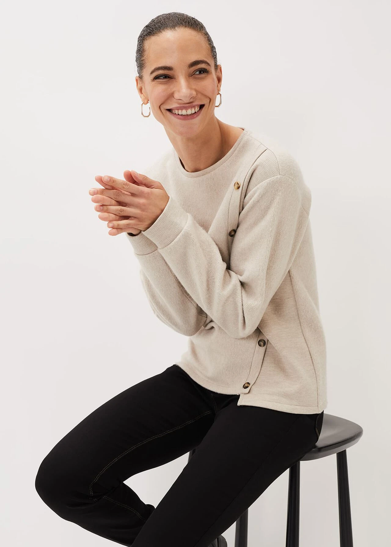 Dasha Button Detail Asymmetric Hem Top 6 Dasha Button Detail Asymmetric Hem Top – Bild 4