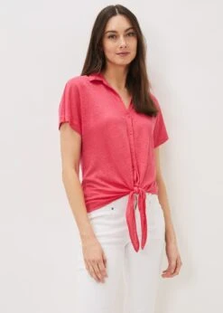 Tracey Linen Tie Hem Shirt