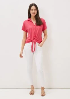 Tracey Linen Tie Hem Shirt -Floral Und Chic 303267694 03 tracey linen tie hem shirt