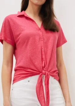 Tracey Linen Tie Hem Shirt -Floral Und Chic 303267694 05 tracey linen tie hem shirt