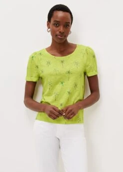 Violeta Cotton Palm Print Top