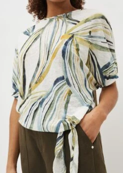 Caraline Linen Botanical Print Top -Floral Und Chic 303278225 05 caraline linen botanical print top