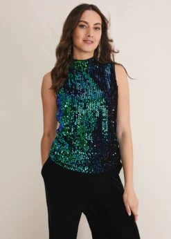 Tasha Sequin Sleeveless Top -Floral Und Chic 303356693 04 tasha sequin sleeveless top