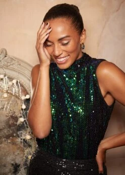 Tasha Sequin Sleeveless Top -Floral Und Chic 303356693 05 tasha sequin sleeveless top