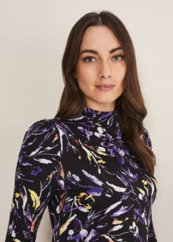 Mellanie Jersey Floral High Neck Top -Floral Und Chic 303358050 05 mellanie jersey floral high neck top