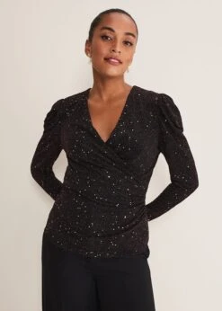 Alinna Shimmer Wrap Top -Floral Und Chic 303360846 04 alinna shimmer wrap top