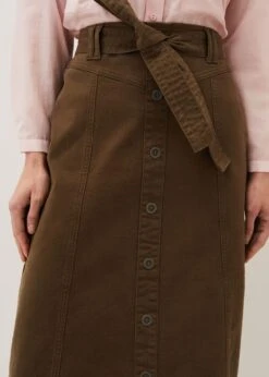 Dina Denim Belted Midi Skirt -Floral Und Chic 801264507 04 dina denim belted midi skirt