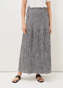 Tyrina Cotton Gingham Wrap Maxi Skirt -Floral Und Chic 801281725 03 tyrina cotton gingham wrap maxi skirt