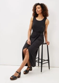 Nathalia Jersey Draped Midi Skirt 11 Nathalia Jersey Draped Midi Skirt -Floral Und Chic 801284050 04 nathalia jersey draped midi skirt