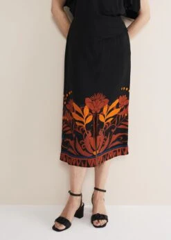 Bellita Placement Print Midi Skirt -Floral Und Chic 801285492 03 bellita placement print midi skirt