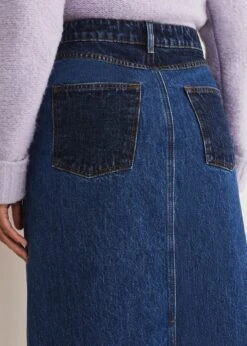 Delta Two Tone Denim Midi Skirt -Floral Und Chic 801316179 05 delta two tone denim midi skirt