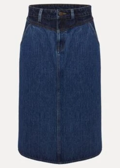 Delta Two Tone Denim Midi Skirt -Floral Und Chic 801316179 99 delta two tone denim midi skirt