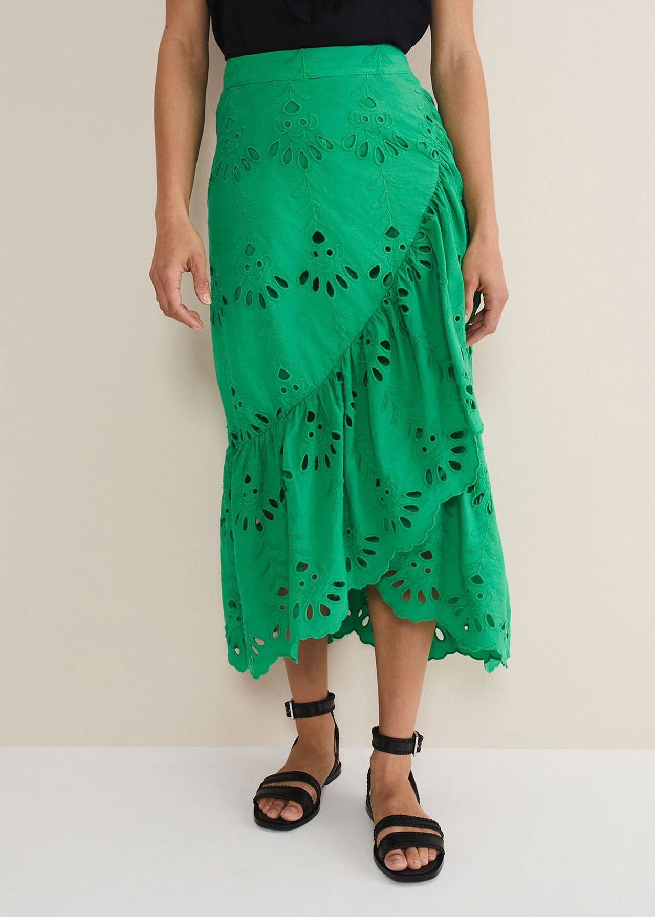 Green Broderie Wrap Maxi Skirt 4 Green Broderie Wrap Maxi Skirt – Bild 3