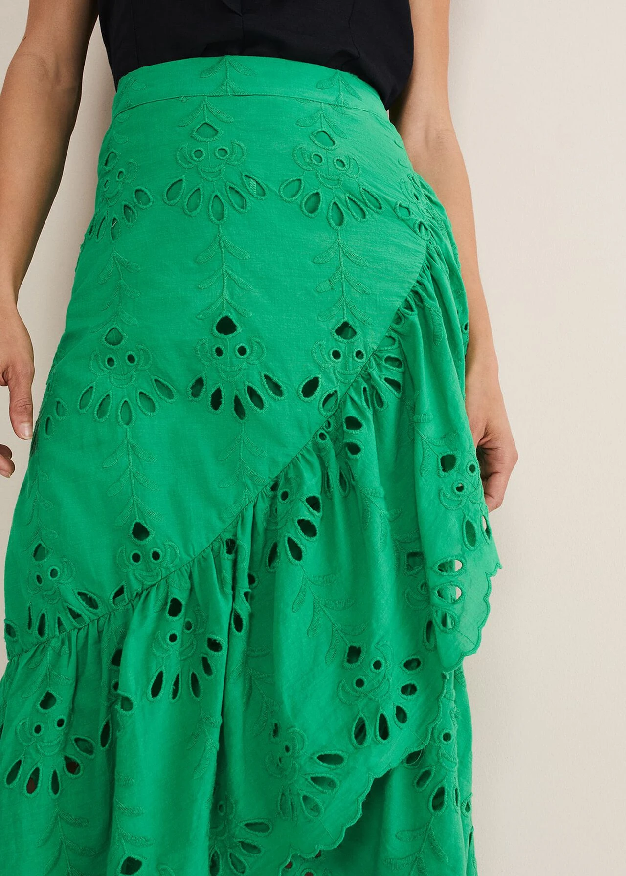 Green Broderie Wrap Maxi Skirt 6 Green Broderie Wrap Maxi Skirt – Bild 5