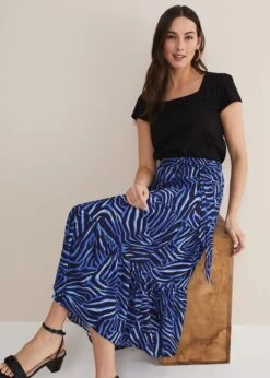 Tana Zebra Print Tiered Midi Skirt -Floral Und Chic 801329570 04 tana zebra print tiered midi skirt
