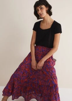 Eloraina Leaf Print Maxi Skirt -Floral Und Chic 801333172 04 eloraina leaf print maxi skirt