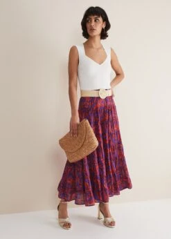 Eloraina Leaf Print Maxi Skirt -Floral Und Chic 801333172 06 eloraina leaf print maxi skirt